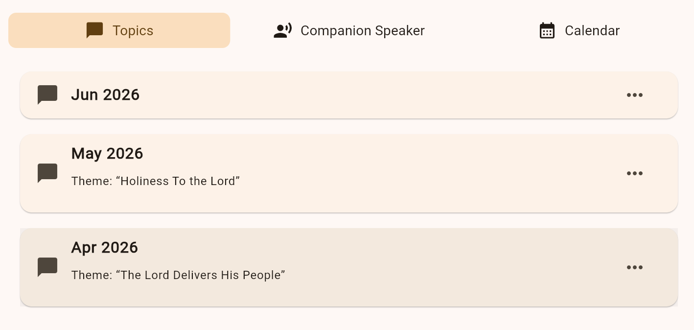Council Speaking topics and monthly theme view