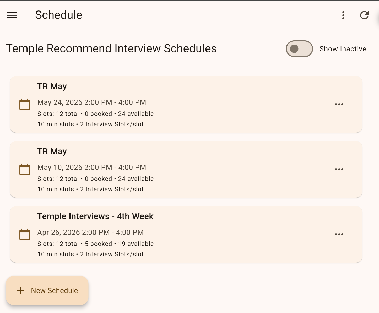 Temple Recommend Interview settings page